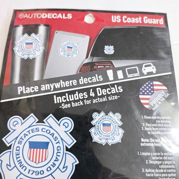 Decalcomania Auto Decals U.S. Coast Guard Service Window Decals New Sealed - Picture 7 of 8